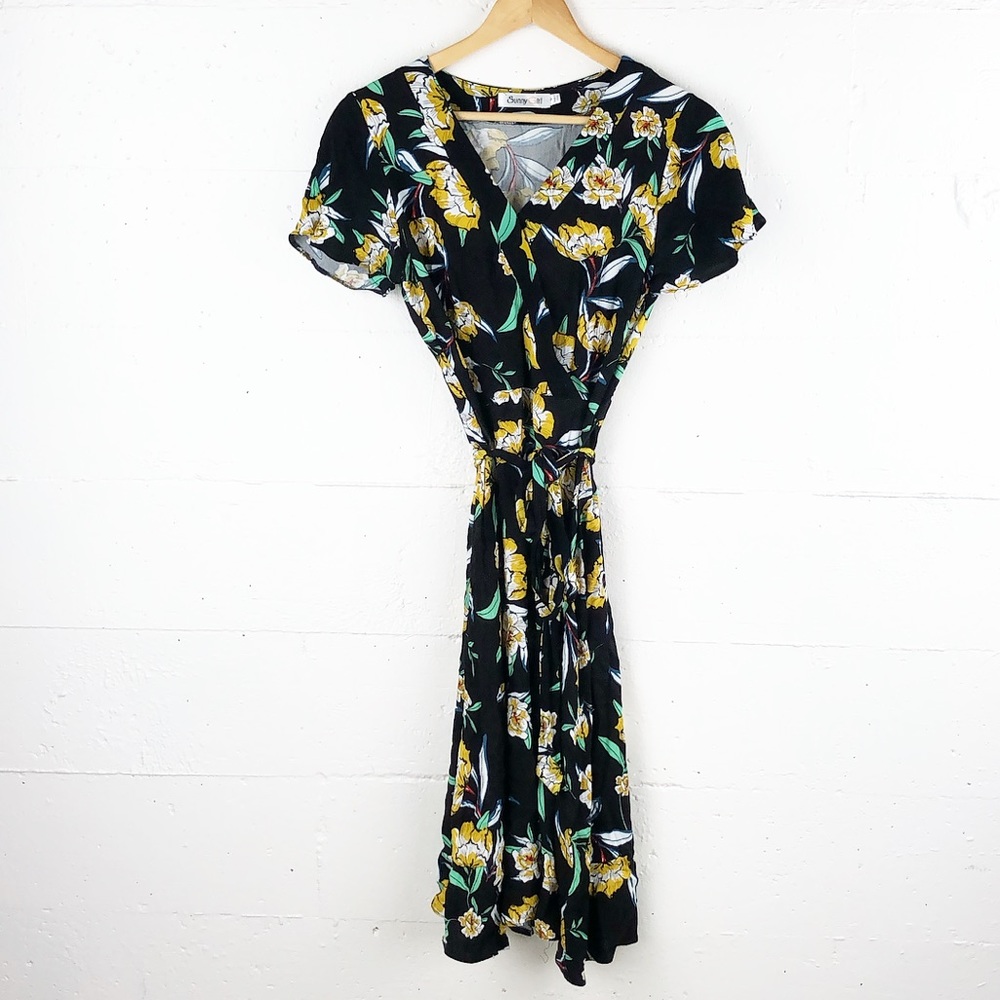 Floral Faux Wrap Dress
